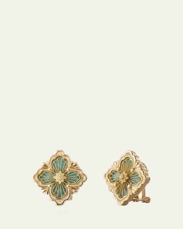 Opera Tulle 18K Yellow Gold Amazonite Button Earrings